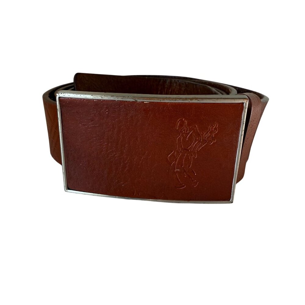 Ashworth Leather Plaid Debossed Golf Belt Men's Brown Casual Modern Classic